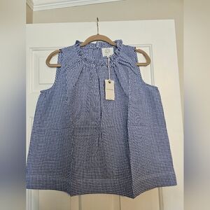 Blue Gingham Sleeveless Top